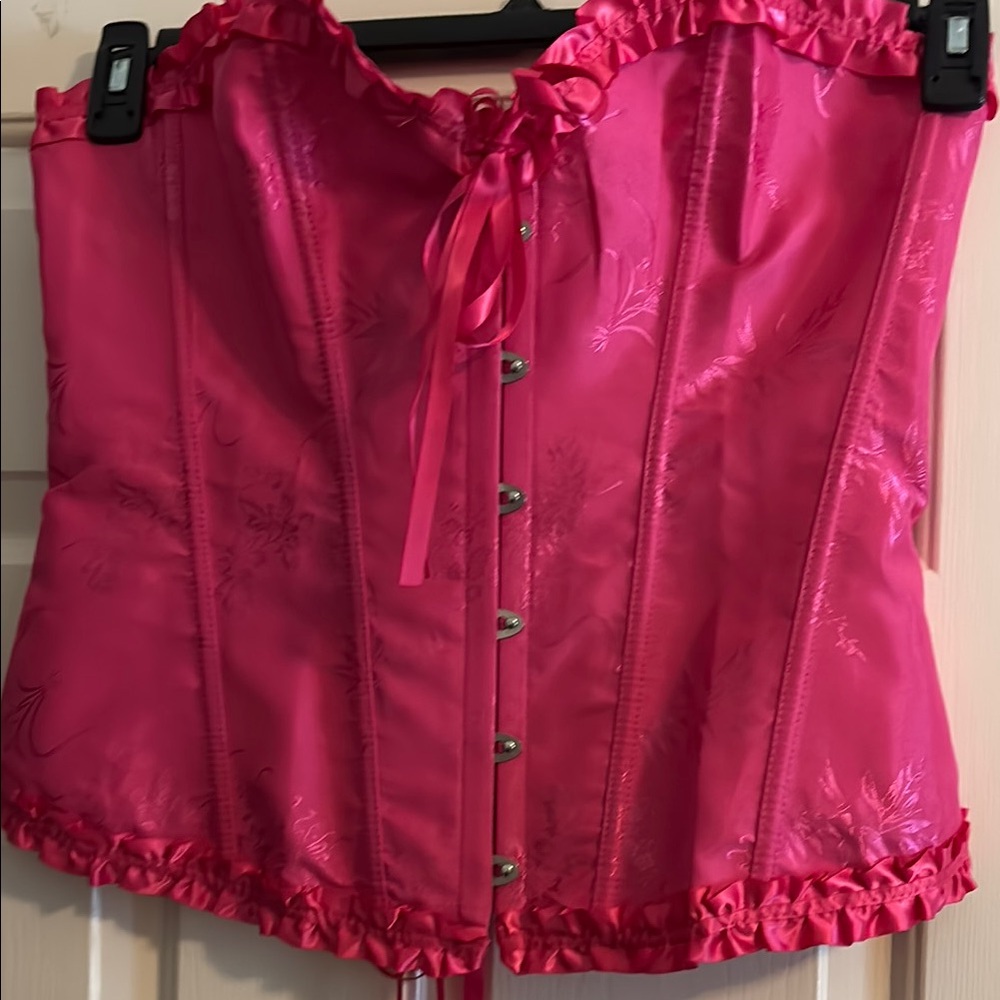 Pink Corset Top with Ruffle Trim - Picture 4 of 6